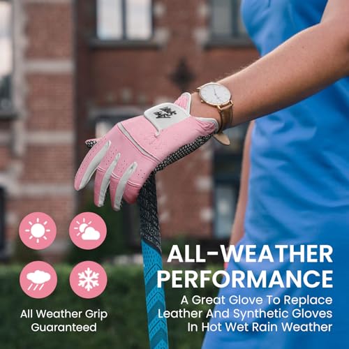 Amy Sport All Weather Grip Golf Gloves Women Value 2 Pack for Left Right Handed Golfer, Upgraded Anti Slip & Comfortable G...