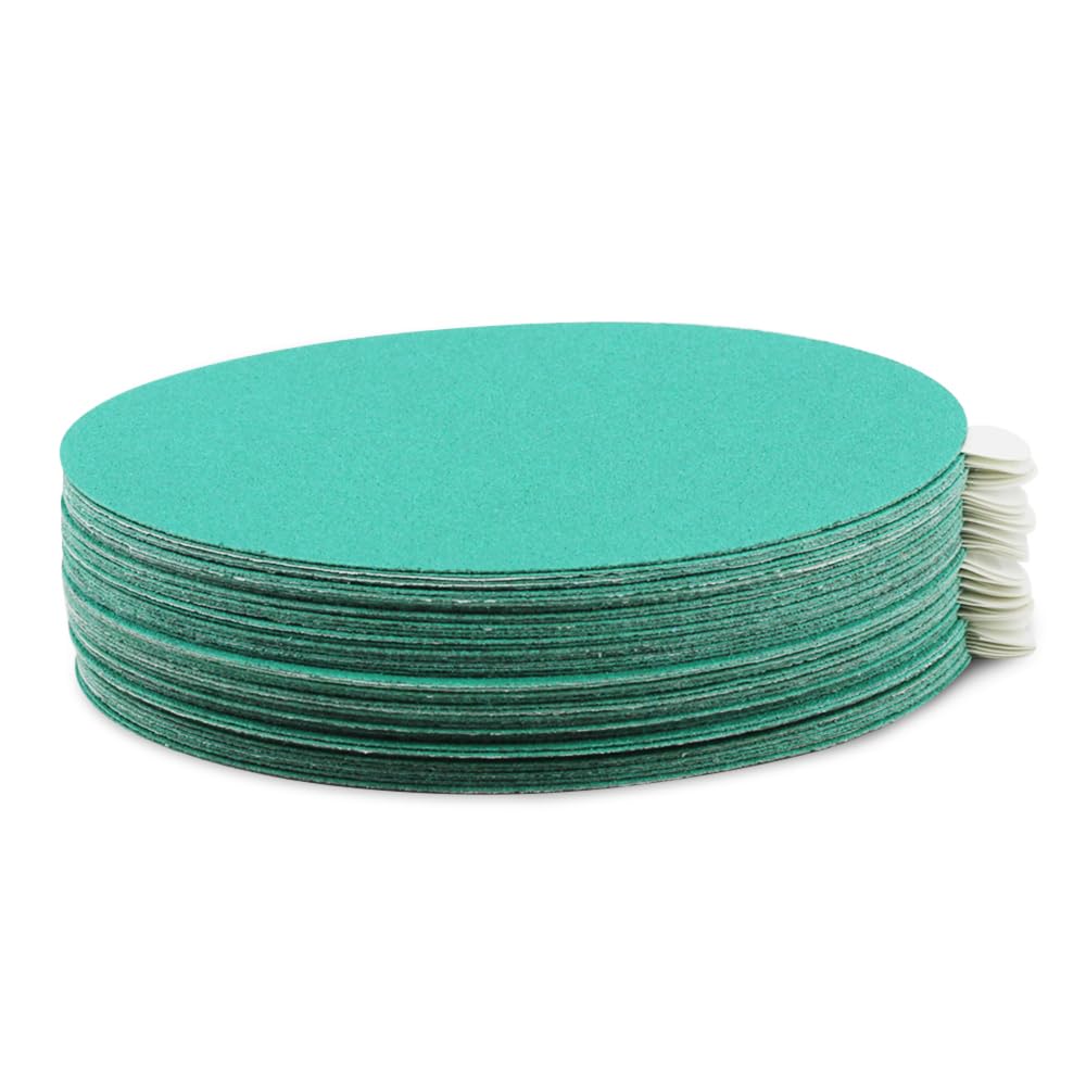 BHA 5” Green Film PSA Self Adhesive Sanding Discs - 50 Pack - Wet/Dry, Sticky Back, Premium Aluminum Oxide for Long-Lasting, Low-Dust & Load Resistant Sanding and Surface Finishing - 120 Grits