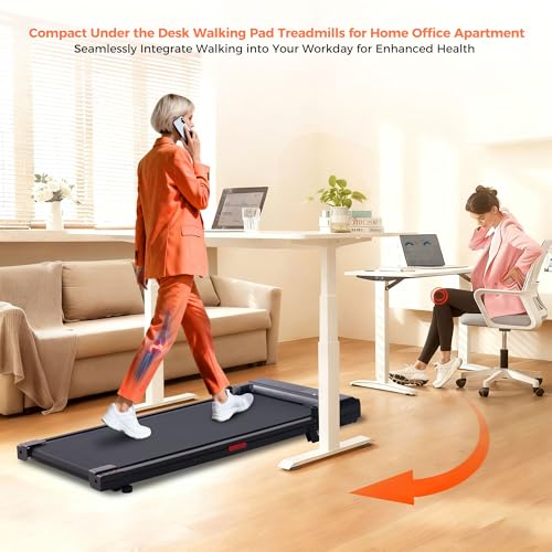 SUOUER Walking Pad with Handle Bar, Compact Portable Walking Pad Treadmills for Home/Apartment with Handles, 3.0HP Small E...