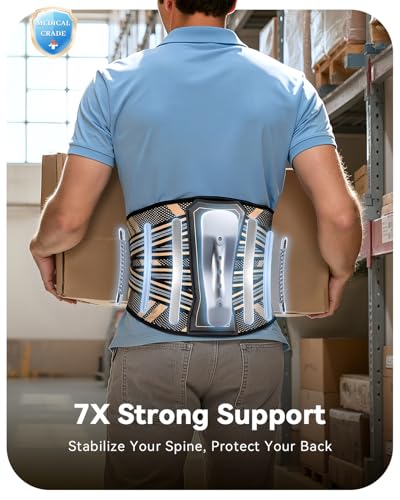 Ultra Breathable Back Brace for Lower Back Pain Relief,[Medical Grade & Copper Infused] Lumbar Support Belt with Bionic Su...
