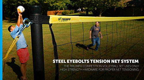 Triumph Competition Volleyball Set – Regulation 32' Net, Steel Poles, Official Volleyball with Pump, Boundary Lines, and C...