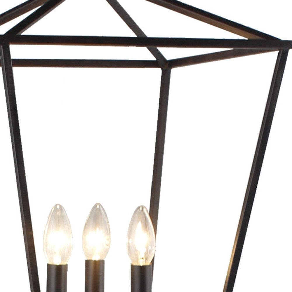 Homeroots Black Three Light Floor Lamp With Geometric Shade - 64 X 14 X 14 In.