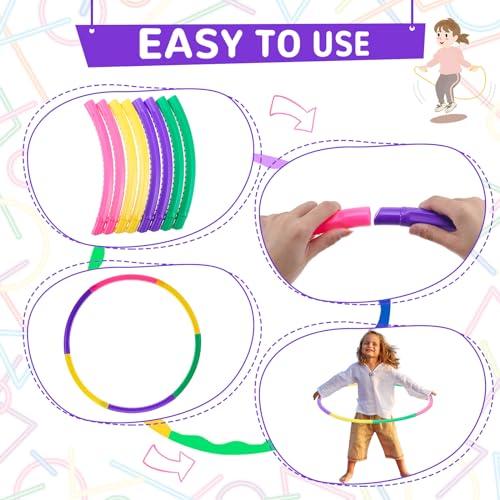 Silipull 8 Pcs Toy Hoop and Jump Rope Set for Kids Include 4 Skipping Rope and 4 Detachable Weight Size Hoop Gymnastic Fit...