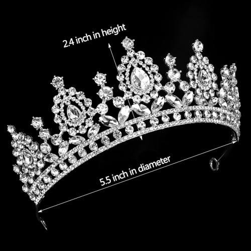 Aprince Silver Crown and Tiara for Women Girls, Crystal Princess Tiara Queen Crown, Rhinestone Headbands Royal Diadem for ...