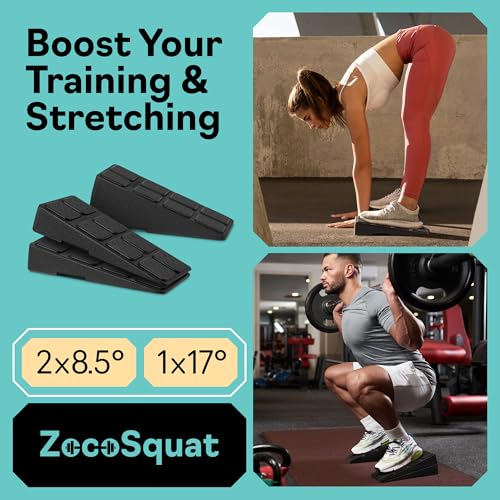Squat Wedge Block Set of 3/5 - 960 LBS Capacity - Slant Board for Calf Stretching with 5 Stackable Angles - Calf Stretcher...
