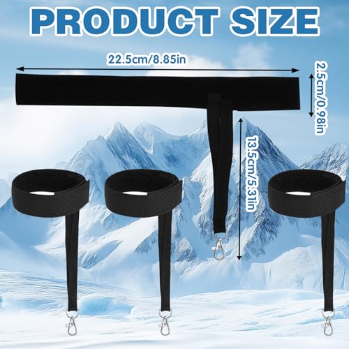 CYUXING 4Pcs Sports Winter Ski Gloves Elastic Wrist Strap, Snowboarding Accessories for Men, Safety Straps Supplies with K...