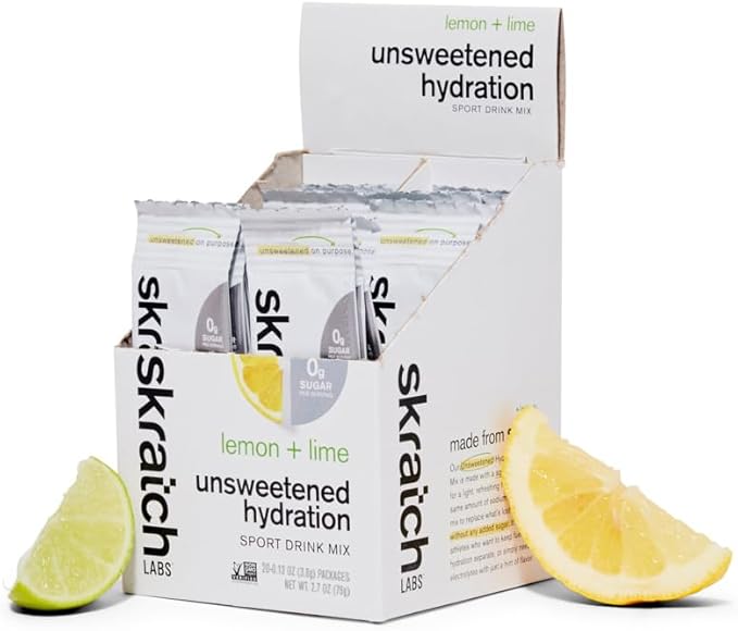 Skratch Labs Unsweetened Hydration Sport Drink Mix | Sugar Free | Electrolytes Booster | Lemon + Lime - 20 Servings | Non-...