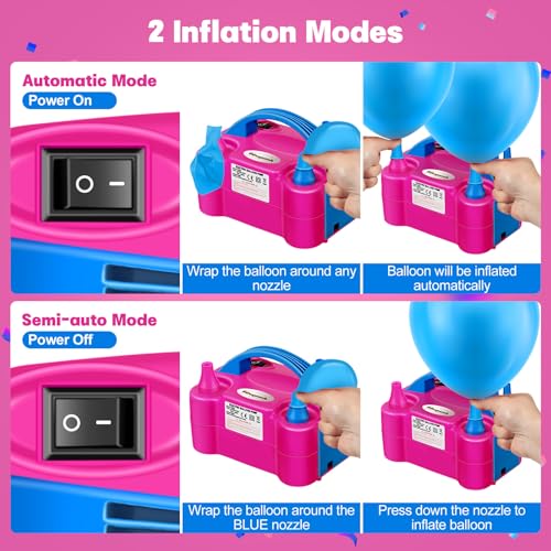 FLSEPAMB Balloon Pump, Electric Balloon Pump,Portable Dual Nozzles Electric Balloon Air Pump 110V 600W, Electric Balloon I...