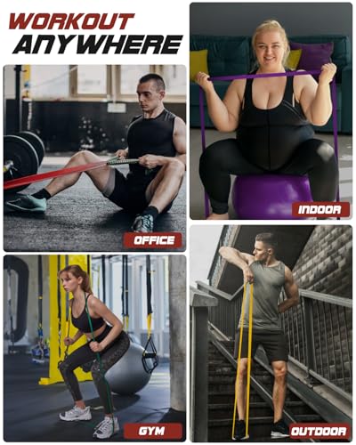 Fitense Resistance Bands Set - Pull Up Bands for Men Women, Exercise Bands Resistance with Door Anchor, Training Poster & ...