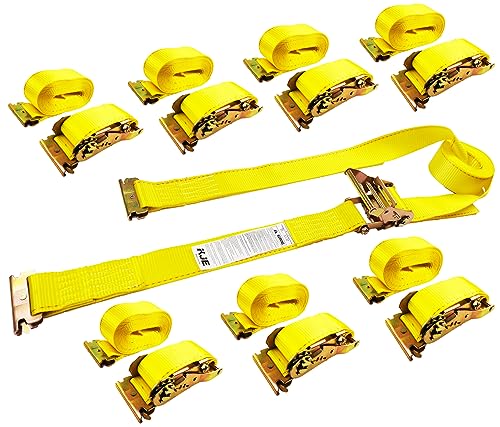 KJE 8 Pack E-Track Ratchet Straps, Heavy Duty 2" x20' Cargo Tie-Downs, 4500LBS Breaking Strength, Standard E Track Fitting...