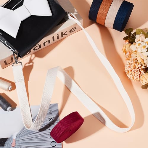 PH PandaHall 38 Yards Cotton Webbing 1 Inch Polyester Cotton Webbing Straps 10 Colors Bag Handles Belt for Tote Bag Purse ...