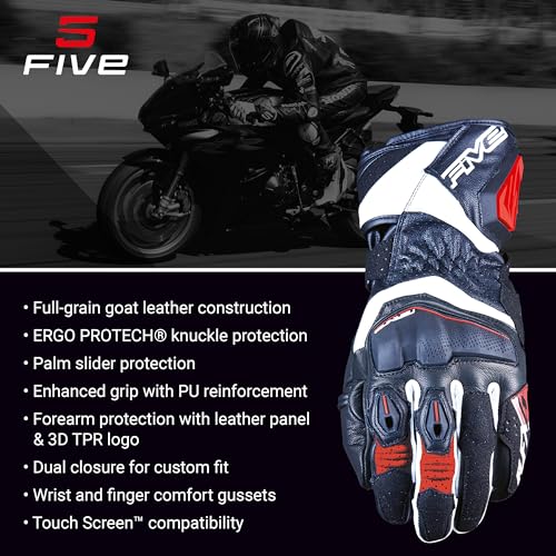 FIVE GLOVES RFX4 EVO Motorcycle Gloves for Men - Racing and Riding Gloves for Motorcycle, BMX, ATV and More