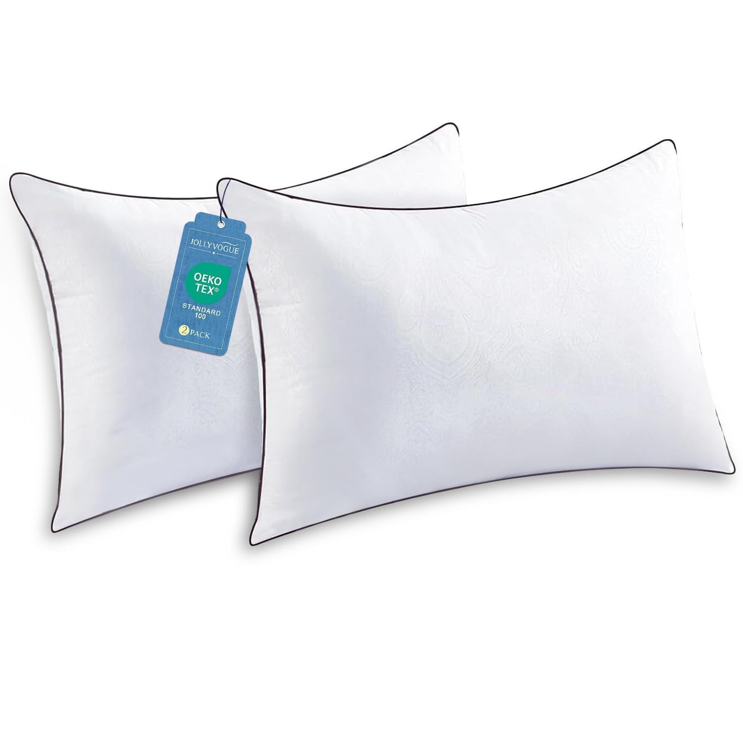 JOLLYVOGUE Standard Pillows Set of 2, Cooling and Supportive Pillows Full Size Set of 2 for Side and Back Sleepers, Down Alternative Hotel Collection Sleeping Pillow