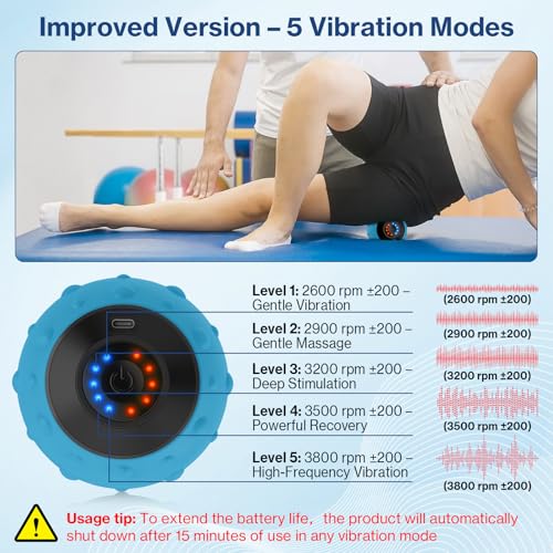 Wolady Upgraded Vibrating Massage Ball with 5-Speed, LED Display, Rechargeable Massage Vibrating Ball for Relieving Muscle...