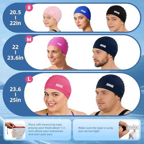 Aegend Fabric Swim Cap, Silicone Waterproof Layer - Breathable Cloth Swimming Cap, Keep Hair Dry with Hight Elasticity for...