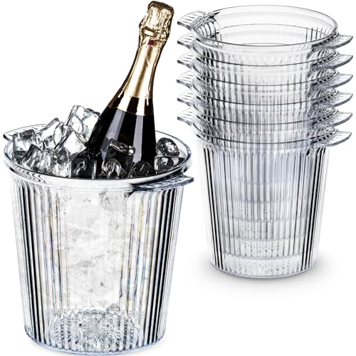 DecorRack 6 Pack Acrylic Ice Buckets with Handles, 2.5 Liter Crystal Clear Wine Buckets, Perfect Champagne Bottle Tubs for...