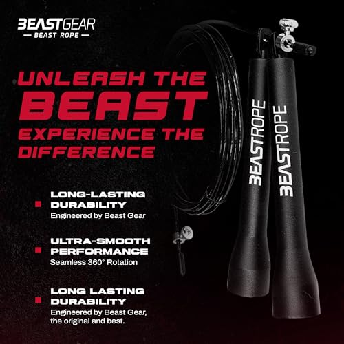 Beast Gear Jump Rope, Jump Ropes for Fitness, Premium Aluminium Skipping Rope for Men Women - Boxing, MMA, HIIT, Strength ...