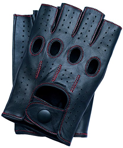 Riparo Fingerless Leather Gloves for Men - Driving, Motorcycle, Riding, Cosplay and Cycling