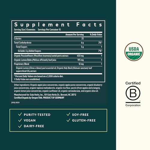 Gaia Herbs Relax Gummies - Supports Calm Feelings - with Organic Apple Juice & Lemon Juice Concentrate - 45 Gummies (15 Se...