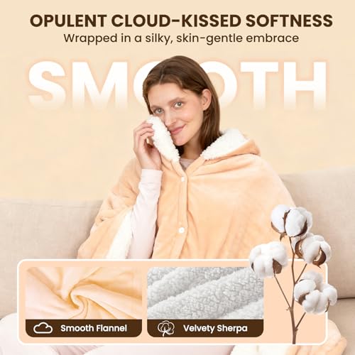 DAILYLIFE Wearable Heated Blanket, 40"x70" Eletric Throw with 6 Heating Levels and 12 Hours Timer, Heated Wrap Poncho Shaw...
