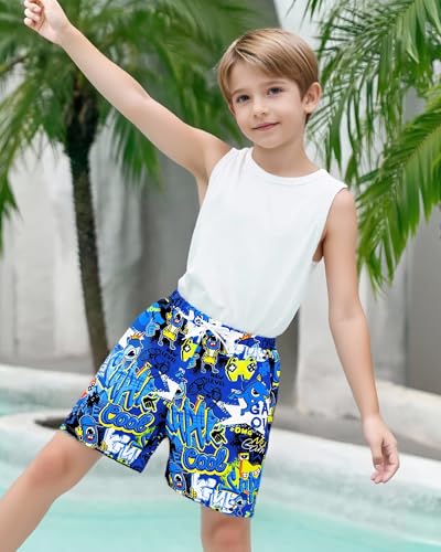 Latnnut Boys Swim Trunks with Compression Liner Quick Dry Beach Shorts Big Kids Bathing Suit Board Shorts Swimwear 5-16Y