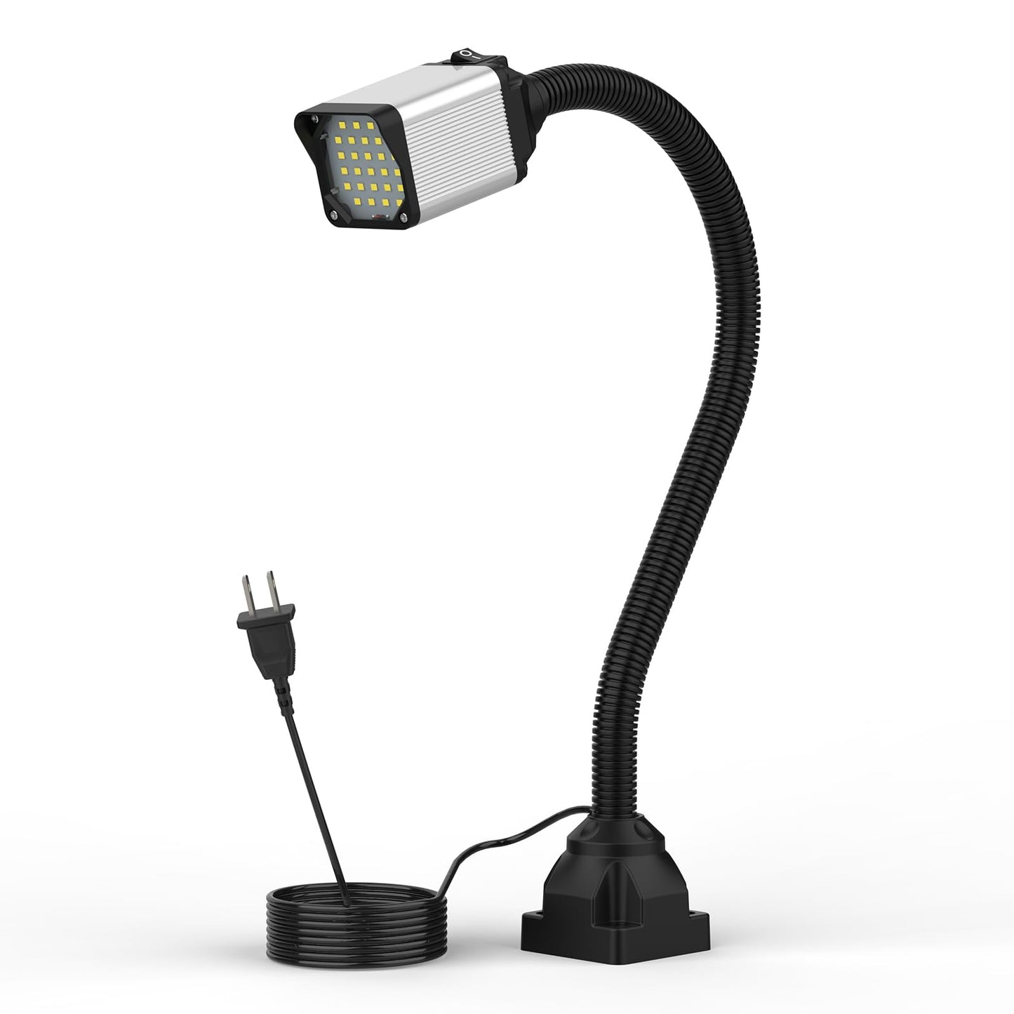 Led Lathe Work Light  20In Flexible Gooseneck Lamp With 28Leds  1200 Lumen Machine Light For Lathecnc Milling Drill Press Sewing Machine Industriallighting 120V(Base With 4Screw Holes)