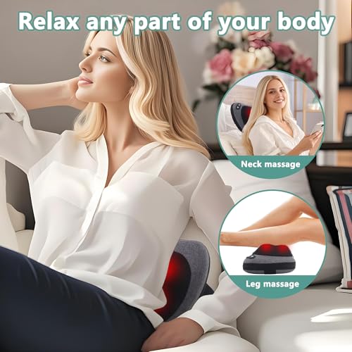 APXPF Shiatsu Neck and Back Massager with Heat - Deep Tissue Massage Pillow for Neck, Back & Shoulders Pain Relief, Ergono...