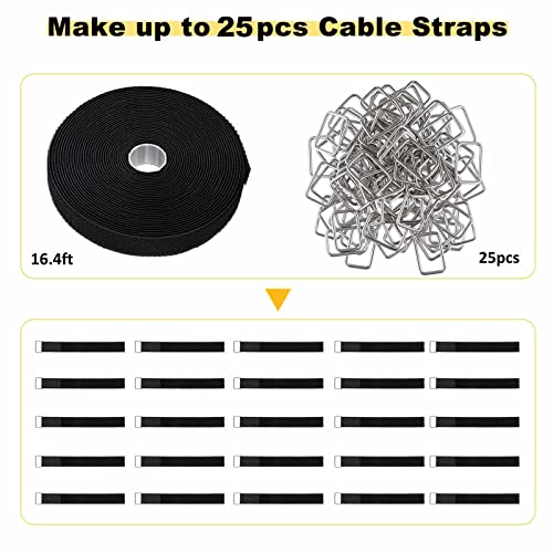 YMCRLUX 1"x16ft Hook and Loop Straps with 25 Metal Buckles, Adjustable Fastening Cable Straps, Cut-to-Length Cinch Strap, ...