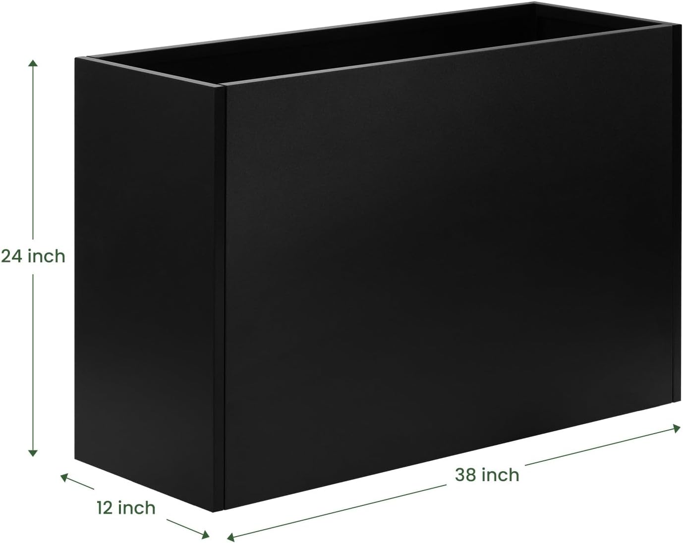 Heavy-Duty Steel Planter Box 38”x12”x24”, Rust-Resistant Large Outdoor & Indoor Plant Container, Metal Garden Box with Drainage Holes & Reinforced Edges