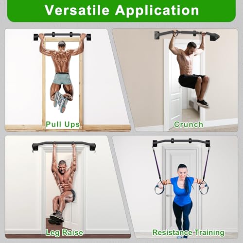 SELEWARE Heavy Duty Wall Mount Pull Up Bar for Doorway, Joist/Beam Mount Chin Up Bar with Resistance Band Hooks, Sturdy St...