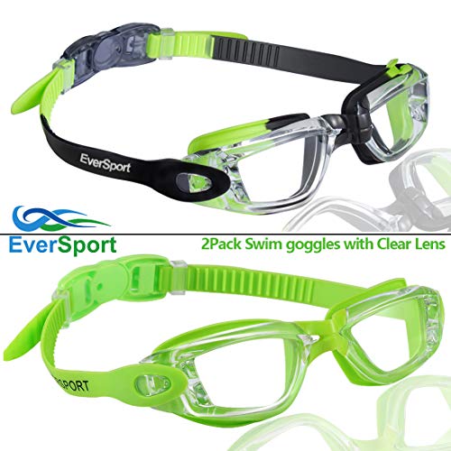 EverSport Kids Swim Goggles, Pack of 2 Swimming Goggles for Children Teens, Anti-Fog Anti-UV Youth Swim Glasses for Age4-16
