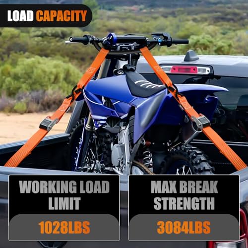 Nilight Motorcycle Tie Down Straps 1.5”×8’ Heavy Duty Cambuckle with Soft Loops Safety S-Hooks 3084Lbs Break Strength for ...
