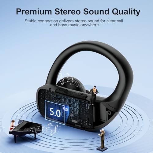 occiam Sport Wireless Earbuds Bluetooth Headphones 80hrs Playtime Deep Bass Ear Buds with Earhook Noise Cancelling Mic Wat...