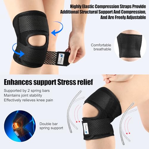 NEENCA Knee Brace for Knee Pain, Compression Knee Support with Air Mesh Fabric, Adjustable Knee Wrap with Side Stabilizer...