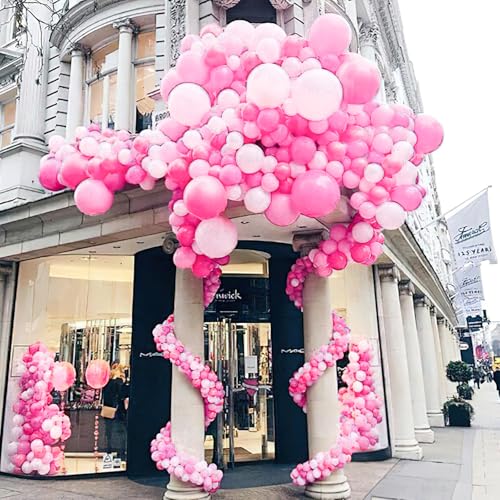 PartyWoo Pink Balloons 127 pcs Different Sizes of 36 18 12 10 5 Inch Matte Pink Balloon Arch Kit Garland for Baby Shower V...