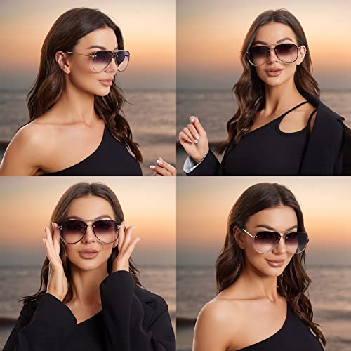 VIVIENFANG Trendy Oversized Aviator Sunglasses Womens, Retro Cute Big Shades Women's Fashion Sun Glasses UV Protection VF2203