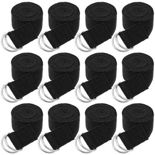 Molain 12 Pcs Yoga Strap, Non-Elastic Stretching Strap Yoga Straps for Stretching Bulk 6ft Exercise Stretch Band with Meta...