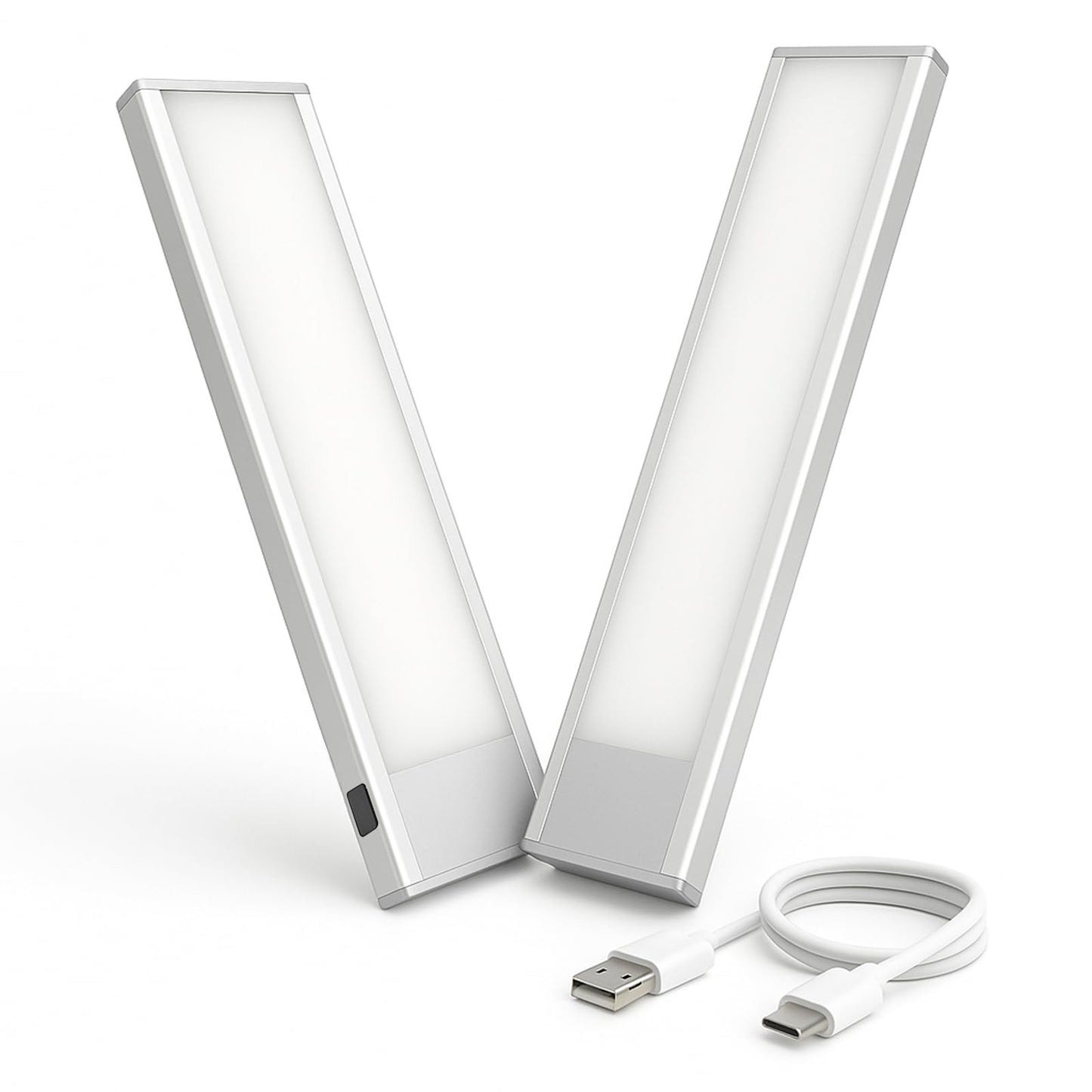 VST Rechargeable LED Cabinet Light, Warm Light 3000K, Aluminum, 7.87in, 2 Pack, Silver, Model BT09W31AMZUS1001