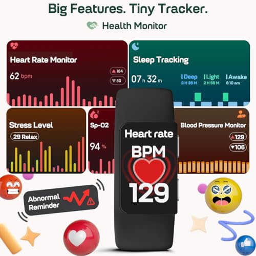 FITVII Mini Fitness Trackers, 1.01" AMOLED Slim Smart Watch with 24/7 Heart Rate, Blood Pressure/Oxygen Monitor, Sleep & S...