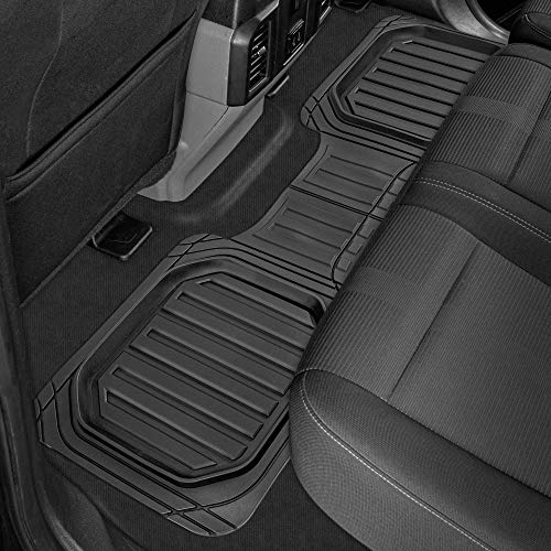 BDK Cat® CAMT-9013 (3-Piece) Large Heavy Duty Rubber Car Floor Mats with Trunk Cargo Liner, Trim to Fit Front & Rear Combo...