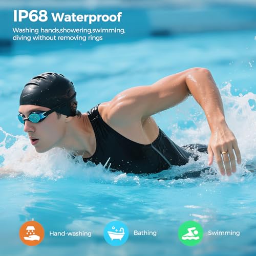 UniJethro Smart Ring for Women & Men, Health Tracker Ring with Heart Rate, Blood Oxygen,Blood Pressure, IP68 Waterproof Fi...