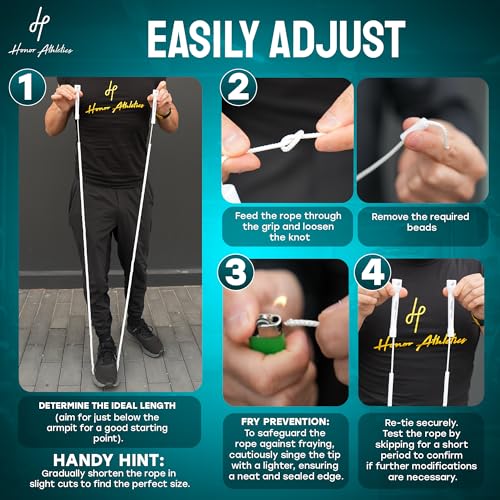 Honor Athletics 2.0 Beaded Jump Rope - Adjustable with Unbreakable Handles & Shatterproof Beads for Enhanced Fitness Training