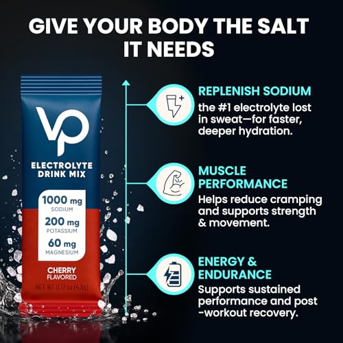 Venture Pal High Sodium Sugar Free Electrolytes Powder Packet, Zero Calories Hydration Packets with Vitamin, Sodium, Potas...