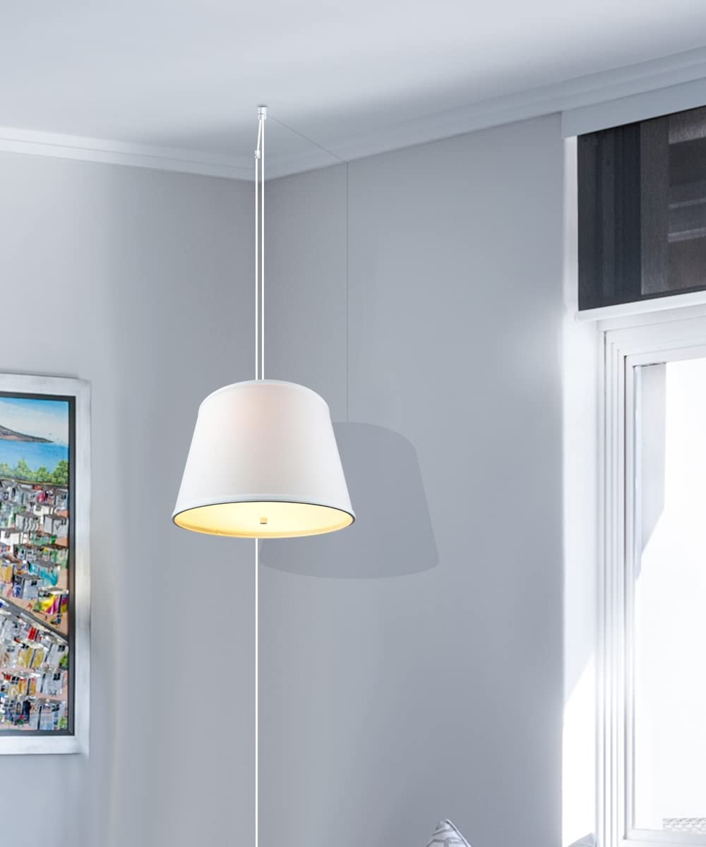 Homeconcept 2 Light Plug-In Pendant, 16 White With Diffuser, Model Sdw131611Flwh, Shantung Material