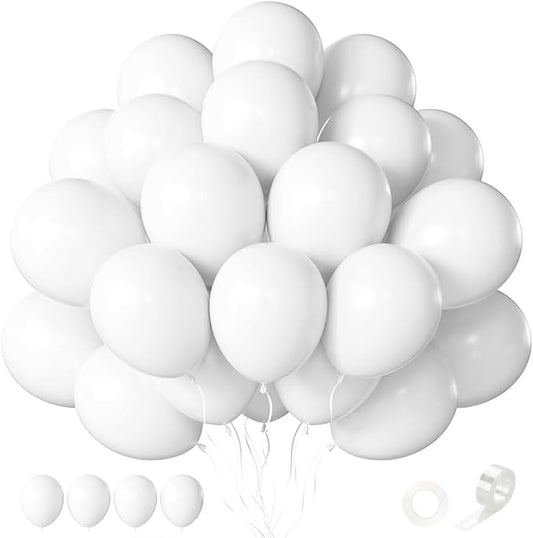 CVPARTYON White Balloons, 60 PCS White Balloons 12 inch Latex Balloon for Birthday Party Decoration, Wedding, Baby Shower,...