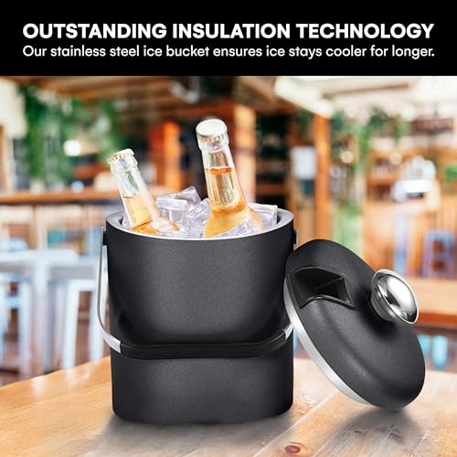 flybold Small Ice Bucket for Parties - Ice Bucket with Lid for Cocktail Bar - Double Walled Ice Container - Portable Chill...