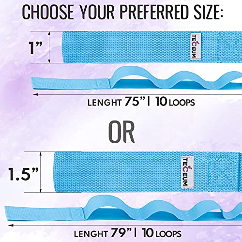 TECEUM Stretching Strap for Yoga & Physical Therapy – 10 Loops – Non-elastic Leg Stretch Straps for Stretching, Exercisin...