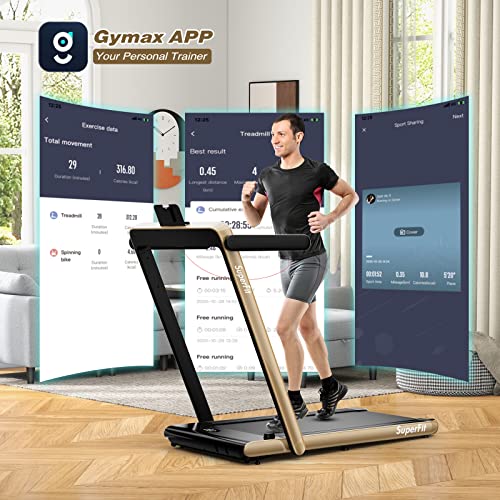 Goplus 2 in 1 Folding Treadmill, 2.25HP Superfit Under Desk Electric Treadmill, Installation-Free with Remote Control, APP...