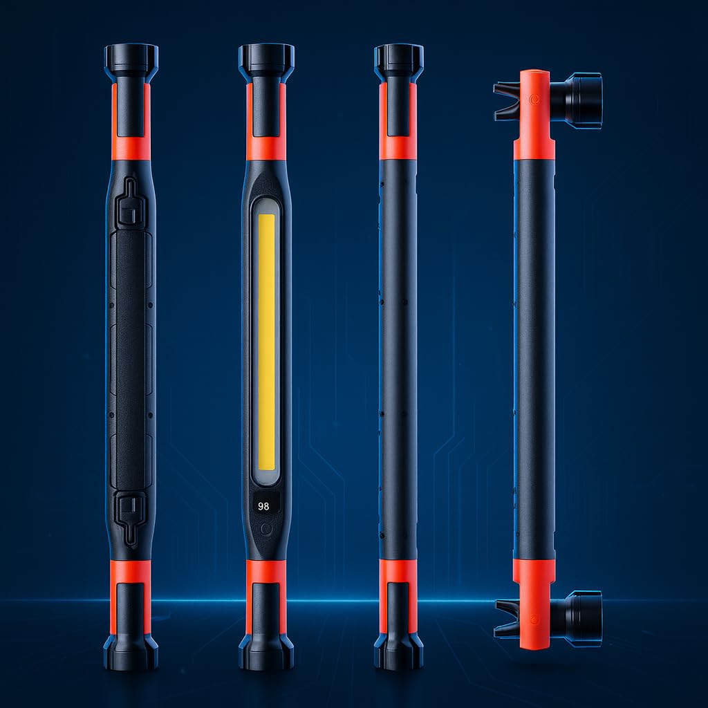 2026 Magnetic Rechargeable LED Work Light Bar, Under Hood Mechanic Light for Car Repair, Garage, Shop & Detailing, Portable Cordless Trouble Light with Strong Magnet & Hanging Hook (1 Pack)