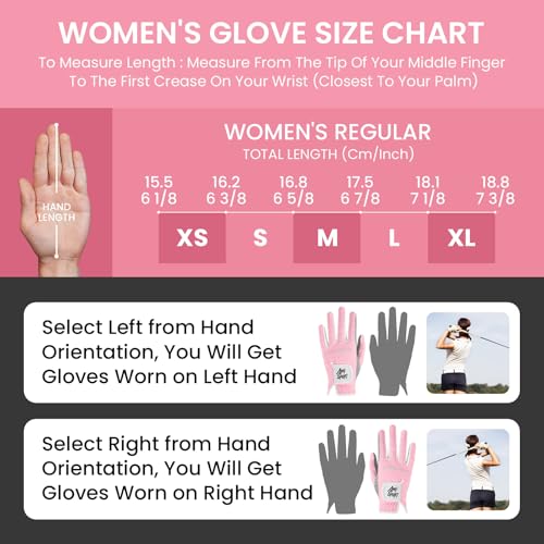 Amy Sport All Weather Grip Golf Gloves Women Value 2 Pack for Left Right Handed Golfer, Upgraded Anti Slip & Comfortable G...